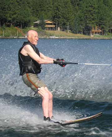 Dr. Frank Shearer water skiing