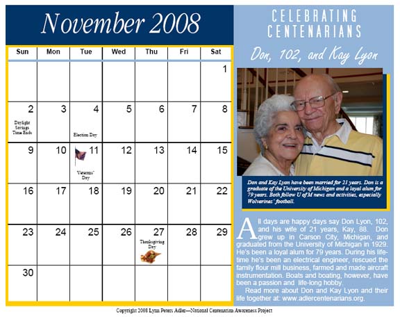 NCAP November 2008 Calendar - Don and Kay Lyon