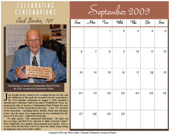 Jack Borden - September 2009 Calendar