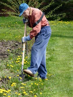 Elmer working in his garden