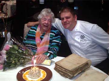 Madeline Turpan, 101, with Delmonico's exec chef Billy Oliva