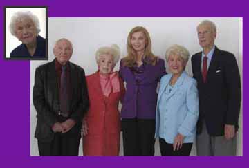 Lynn Peters Adler with centenarians Rosie Ross, Lillian Cox, Elsa Hoffmann, Karl Hartzell and Dorothy Young